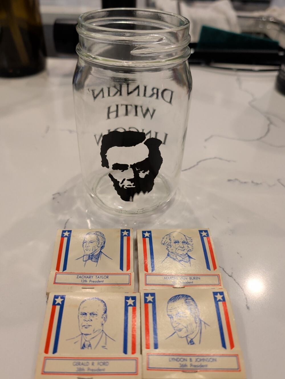 Vtg US Presidents Lot Abraham Lincoln Jar & Diamond Matchbooks Taylor Ford...